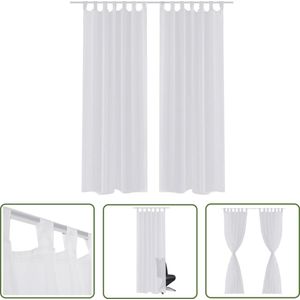 The Living Store Vitrage Gordijnen - 140 x 225 cm - Wit - Polyester