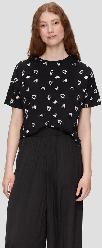 Qs Women-T-shirt--99A1 GREY/BLACK-Maat XS