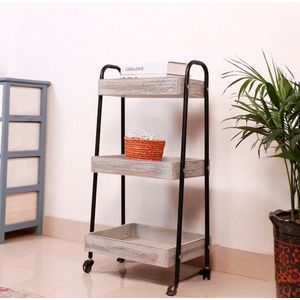 Ceruzo Trendy Opbergtrolley-afmeting incl. wielen: 42x30xH80cm-verrijdbare trolley met 3 schappen