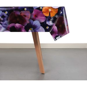 Raved Tafelzeil Bloemen 140 cm x 140 cm - Paars - PVC - Afwasbaar