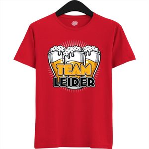 Team Leider | Vrijgezellenfeest Cadeau Man - Groom To Be Bachelor Party - Grappig Bruiloft En Bruidegom Bier Shirt - T-Shirt - Unisex - Rood - Maat XL