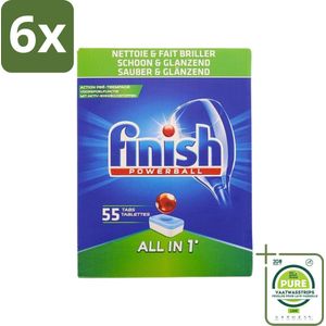 Finish Powerball - All in 1 - Vaatwastabletten - Schoon & Glans - 55 Tabletten - Voordeelverpakking - 6 stuks - Vaatwastabletten - Vaatwasser