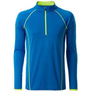 James and Nicholson Heren Sport Top met lange mouwen (Helder blauw/ helder geel)