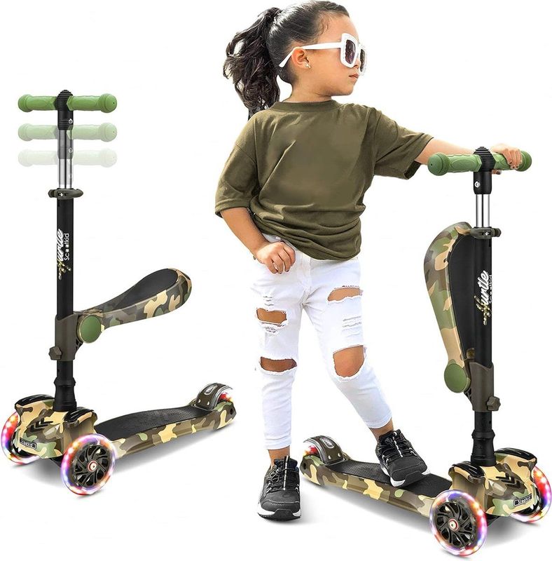 Hurtle - Kinderstep - Opvouwbaar - Camouflage - Antislip Platform - LED Wielen