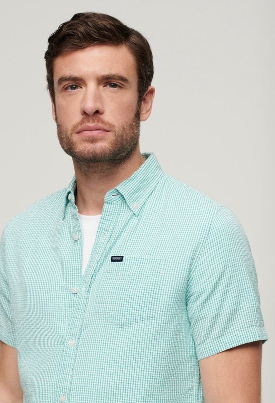 Superdry - Seersucker Overhemd - Korte Mouwen - Heren - Shirts