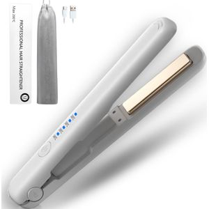 BBliss Draadloze Oplaadbare Stijltang voor onderweg - Reisstijltang - Krultang - Mini steiltang - Kort Haar - Wit