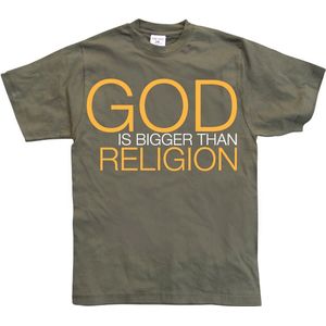 Hybris God Is Bigger Than Religion T-Shirt SH-1-15025-LFH2-2 Olive-S