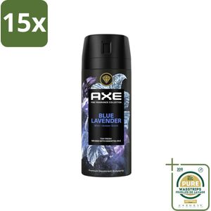 15 x AXE - Deodorant Spray - Blue Lavender - Premium Geur - Rustgevend & Fris - 150 ml - Grootverpakking - Deodorant Spray - AXE Blue Lavender - Geur - Rustgevend - Fris