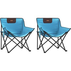 vidaXL - Campingstoelen - 2 - st - met - vakje - inklapbaar - felblauw