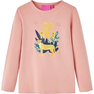 vidaXL - Kindershirt - met - lange - mouwen - 140 - lichtroze