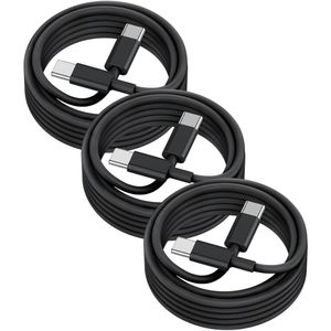 USB C naar USB C kabel - 1 Meter Oplaadkabel 3x - Geschikt voor o.a. iPhone 15 en 16 / Samsung - USB-C Oplader Kabel - Zwart
