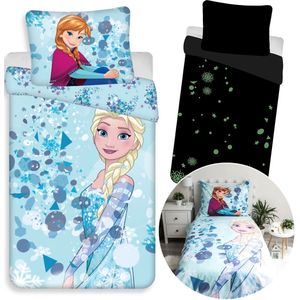 Frozen Blauw glow-in-the-dark beddengoed 140x200 cm