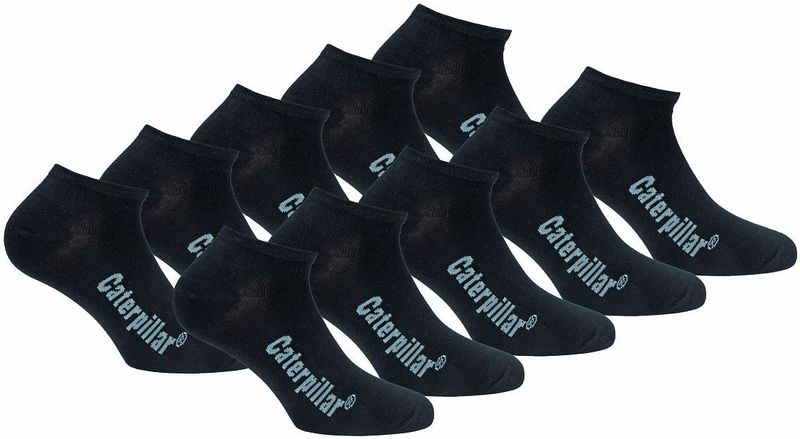 Caterpillar - Herensokken - Zwart - 10 Paar - Enkelhoogte - Katoen