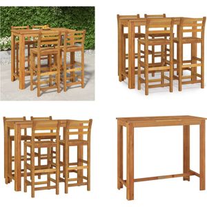 vidaXL 5-delige Tuinbarset massief acaciahout - Bartafel - Bartafels - Statafel - Hoge Tafel