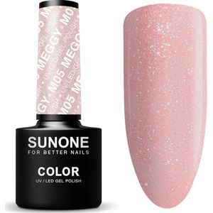 SUNONE UV/LED Hybride Gellak 5ml. – M05 Meggy - Glitter, Roze - Glanzend - Gel nagellak
