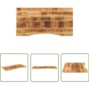 The Living Store Bureaublad met ronding 110x50x2,5 cm massief ruw mangohout - Houten Bureau Blad - Mangohout Bureau - Bureautafel - Laptop Tafel - Werkblad