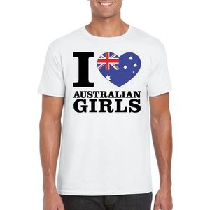 I love Australian girls t-shirt wit heren XL
