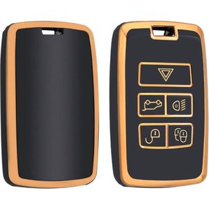 Autosleutel hoesje - TPU Sleutelhoesje - Sleutelcover - Autosleutelhoes - Geschikt voor Land Rover/Range Rover -zw-goud- B5 - Auto Sleutel Accessoires gadgets - Kado Cadeau man - vrouw