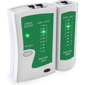Netwerk Tester RJ45/RJ11 - Kabel Tester voor Ethernet en Telefoon - Controleer Kabelbezetting en Kortsluiting