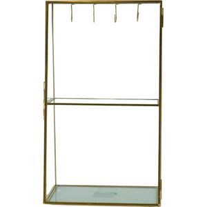 Housevitamin- Sieradenhouder- Opbergkastje - Glas/ Metaal- Goud-18x11x31cm