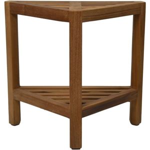 Teakhouten Kruk - 46x30x46,5cm - Bruin - krukje hout, krukjes om op te zitten, krukje badkamer, krukjes om op te zitten volwassenen, krukje make up tafel, kruk, krukje, houten krukje,