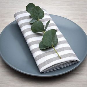 Stoffen servetten - 8-pack grijs-wit gestreept - Scandinavische landhuisstijl - 45 x 45 cm