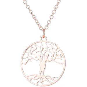 24/7 Jewelry Collection Levensboom Ketting - Rosé Goudkleurig