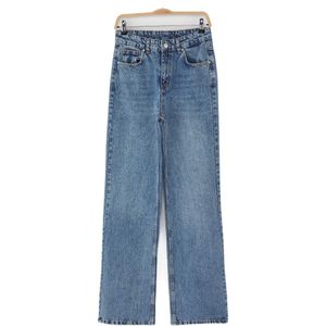Trendyol Blauwe Jeans Met Hoge Taille En Wijde Pijpen Twoaw26Je00083