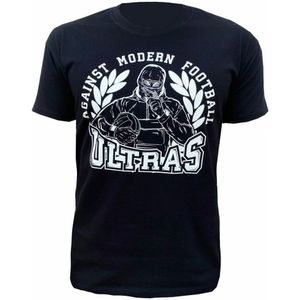 Against Modern Football - Zwarte T-shirt met Gedurfde ""Against Modern Football"" Print voor Voetbalfans - Maat XL