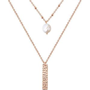 Valero Pearls - Damesketting - Roségoud - Zoetwaterparel - 38 cm