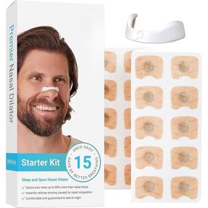 Anti Snurk Neusstrips - Neusspreider - Neuspleisters - Normale Huid - Magnetische Neusstrip - Starterskit - 15 stuks - Beige - Goede Nachtrust - Beigevriendelijk - Ideaal bij Verkoudheid en Allergieën