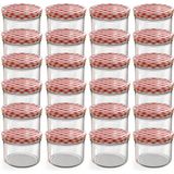 Oputec - Inmaakpotten - Rood-wit geruit - 24x 230ml - Ø 82 mm - Glazen Jampotten