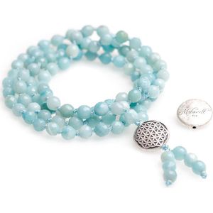 Mala-ketting van amazoniet (met Levensbloem zilver) Armband (sieraad) YOGISTAR