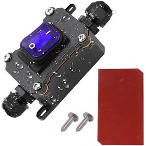 IP67 Waterproof Inline Cord Switch DPST AC 20A-125V,16A-250V, On Off Switch Double Power Socket with Blue Light Switch, Inline Power Lamp Switch Outdoor Switch