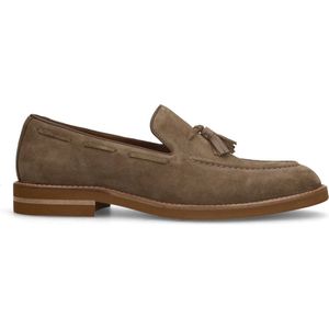 Manfield - Heren - Taupe suède loafers - Maat 40