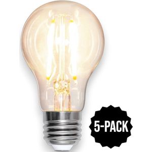 5-Pack | Standaard bol - E27 - 7W - Extra Warm Wit - 2700K - Filament - Helder