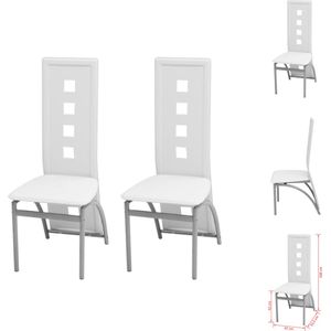 vidaXL Eetkamerstoelen - Set van 2 - Wit - 43 x 55.5 x 108 cm - PVC bekleding - Eetkamerstoel