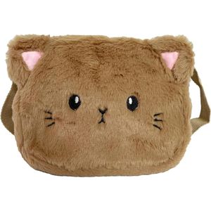 Witte pluche schoudertas met strik en parelketting - Mini-tas voor prinsessenmeisjes