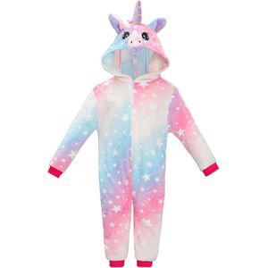 Meisjespyjama Eenhoorn Kostuum 2-10 jaar - Fleece Flanel met Capuchon - Glow in the Dark