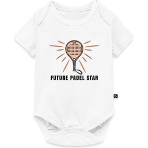 Padel Speler Met Racket Sportief Statement Baby Rompertje Met Korte Mouwen