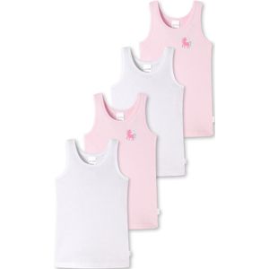 Schiesser Meisjes onderhemd 4 pack Kids Girls fijnrib Organic Cotton