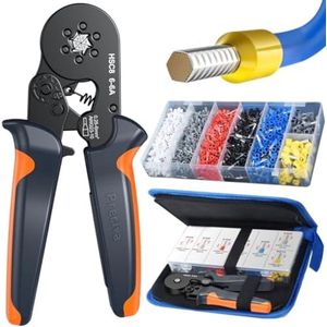 Krimptang voor adereindhulzen, complete set met 1900 kabelschoenen voor 0,25-6 mm² kabelhulzen, zeskantige karteling voor veilig krimpen