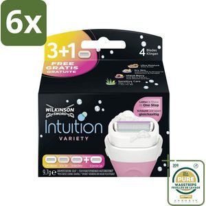 Wilkinson Sword - Navulmesjes - Intuition 2-in-1 Variety - Diverse Gevoelige Huidtypes - 4 mesjes - Voordeelverpakking - 6 stuks - Scheerapparaat - Vrouwen scheermes