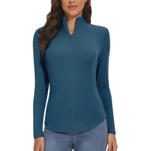 Dames Thermoshirt met Lange Mouwen en Kwart Ritssluiting - Fleece Gevoerd Overhemd