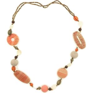 Behave Dames lange ketting oud-roze accenten 85 cm