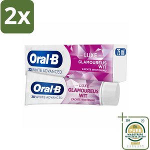 Oral-B - 3D White Advanced – Tandpasta – Luxe – Glamorous White – 75 ml - Voordeelverpakking - 2 stuks - Glimlach - Verkleuring