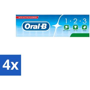 Oral-B - 1-2-3 Extra Fresh - Tandpasta - Verfrissend - 100 ml - Voordeelverpakking - 4 stuks