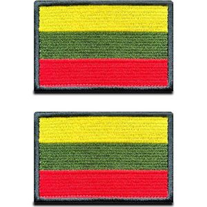 2 stuks Litouwse vlag klittenband patch - tactisch Litouwen nationaal embleem, geborduurde patch met klittenbandsluiting, militaire klittenband voor rugzakken kleding tassen uniform vest jersey