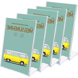 Acryl Poster Menu Houder - 5 x A4 Lean to Perspex Folder Display Stands - Counter Poster Sign Display voor Restaurant Conferentieruimte Hotelreceptie