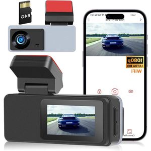 Voorste Auto WiFi Dashcam 2 Inch Scherm 150° Groothoek 1080P 64G SD-kaart Night Vision ADAS Loop Opname